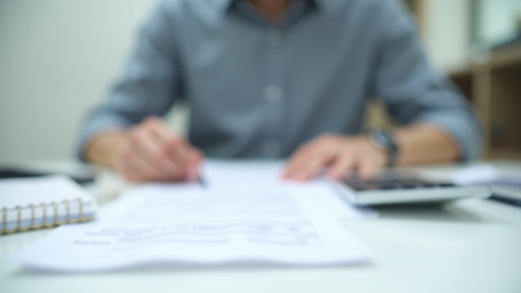 Person reviewing financial documents at desk