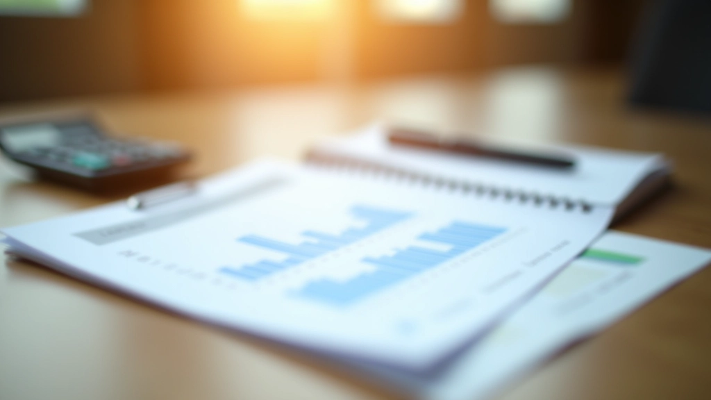 Close-up of financial planning spreadsheet with handwritten notes, calculator, and pen on wooden desk surface