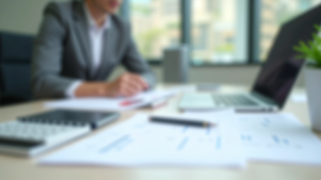 Modern financial planning workspace with documents and digital tools