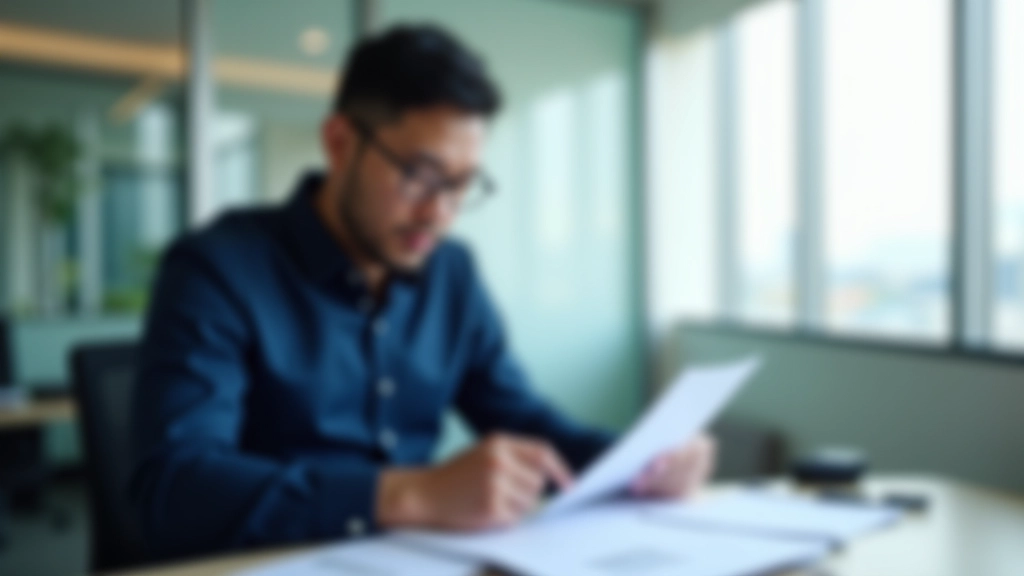 Man in business attire reviewing financial documents and life-stage planning notes at modern desk with planning calendar