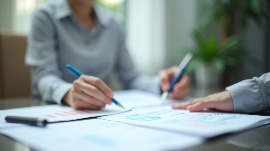 Person reviewing financial planning documents with charts and household budget information