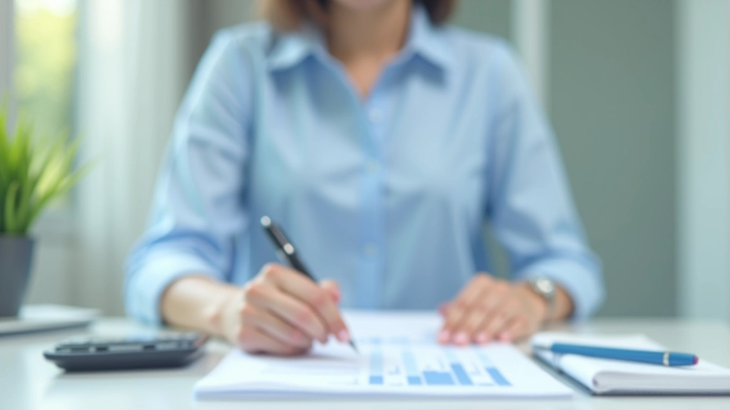 Person reviewing household budget spreadsheet at desk with calculator and financial documents