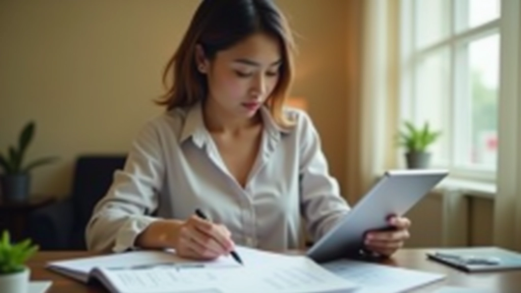 Woman reviewing financial documents and planning