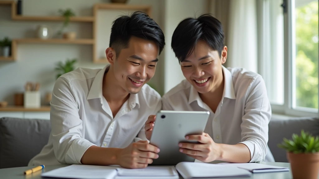 Young couple planning finances together at home